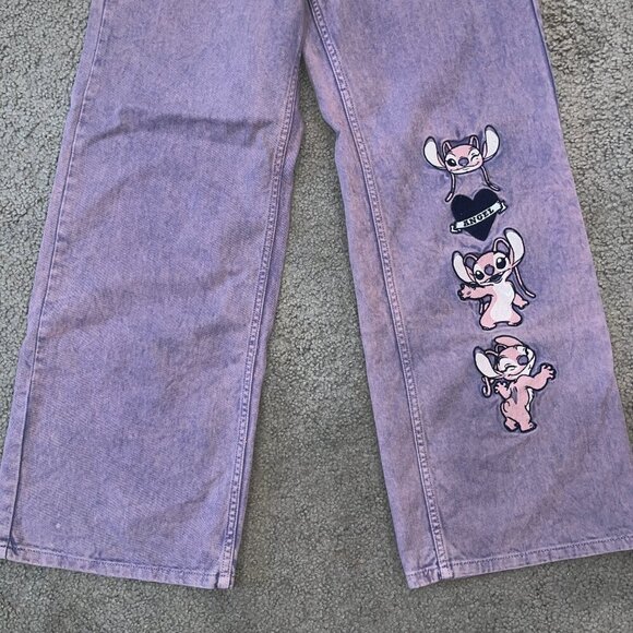 THE SOULED STORE DENIM DIVISION DISNEY LILO & STITCH ANGEL WIDE LEG FIT JEANS 26 - Picture 3 of 12